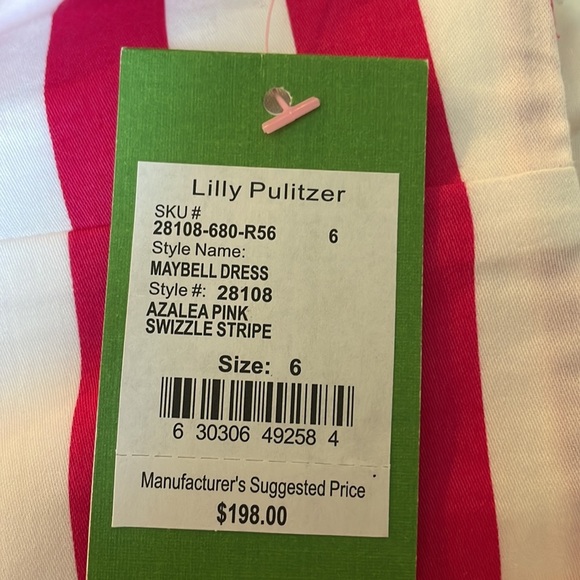 Lilly Pulitzer Azalea pink white Swizzle Stripe Maybell Dress sz 6 women’s - Picture 9 of 9